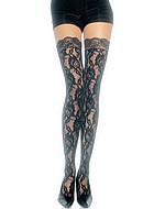 Thigh high stockings, lace, flowers
